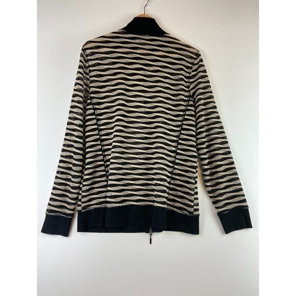 Bylyse Women's Open Front Zip Cardigan Black & Beige Size L - Picture 9 of 10